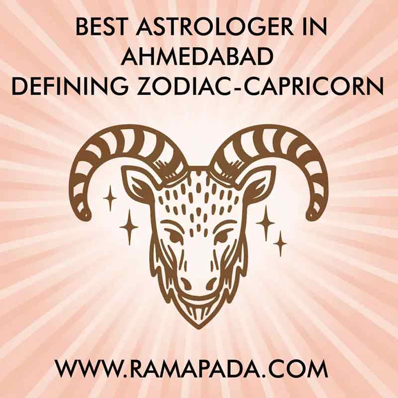 Best astrologer in Ahmedabad explaining Capricorn zodiac sign with goat symbol illustration