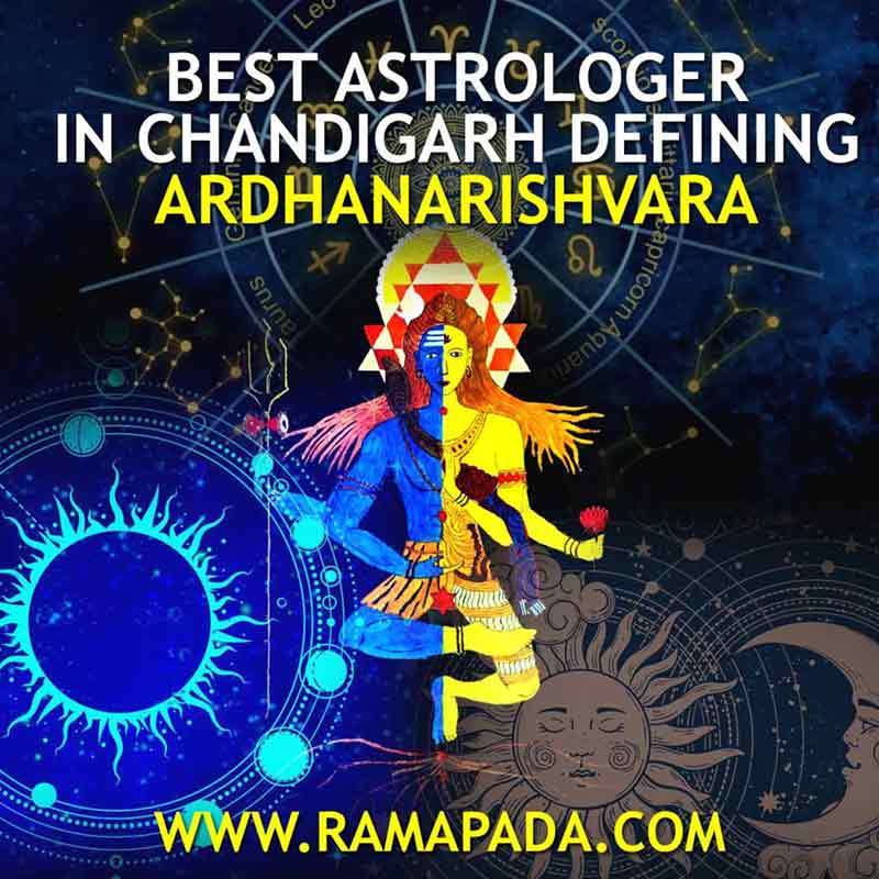 The best astrologer in Chandigarh explaining Ardhanarishvara symbol of Shiva and Shakti in Vedic spirituality