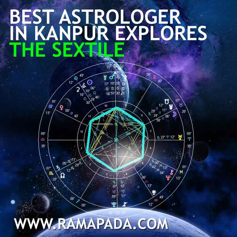 best astrologer in Kanpur explaining sextile aspect in Vedic astrology with horoscope chart analysis