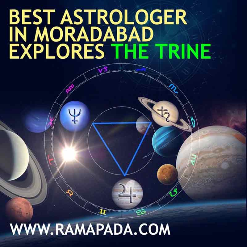 Best astrologer in Moradabad explaining trine aspect in Vedic astrology with horoscope chart