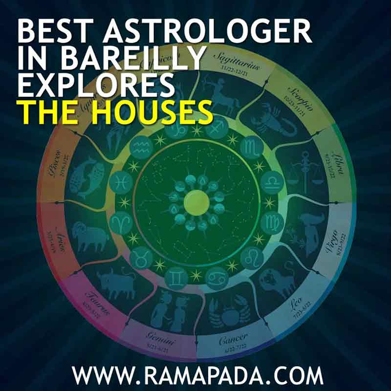Best astrologer in Bareilly explaining houses in Vedic astrology with zodiac chart