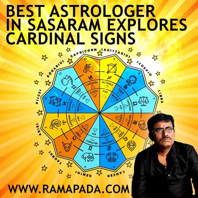 Best astrologer in Sasaram explaining cardinal signs in Vedic astrology with zodiac chart