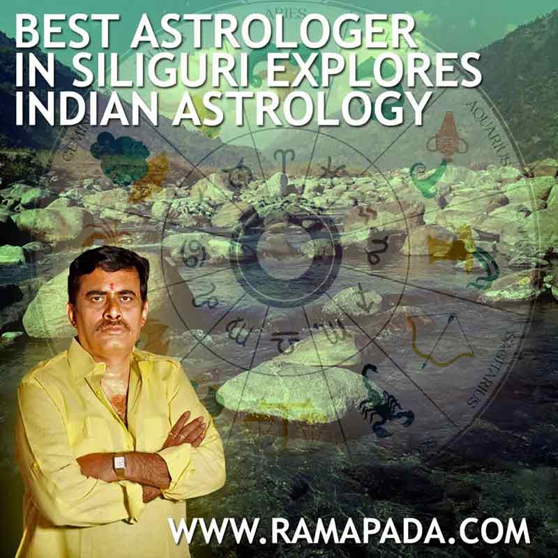 Ramapada Acharjee, the best astrologer in Siliguri, exploring Indian Astrology with a zodiac wheel background