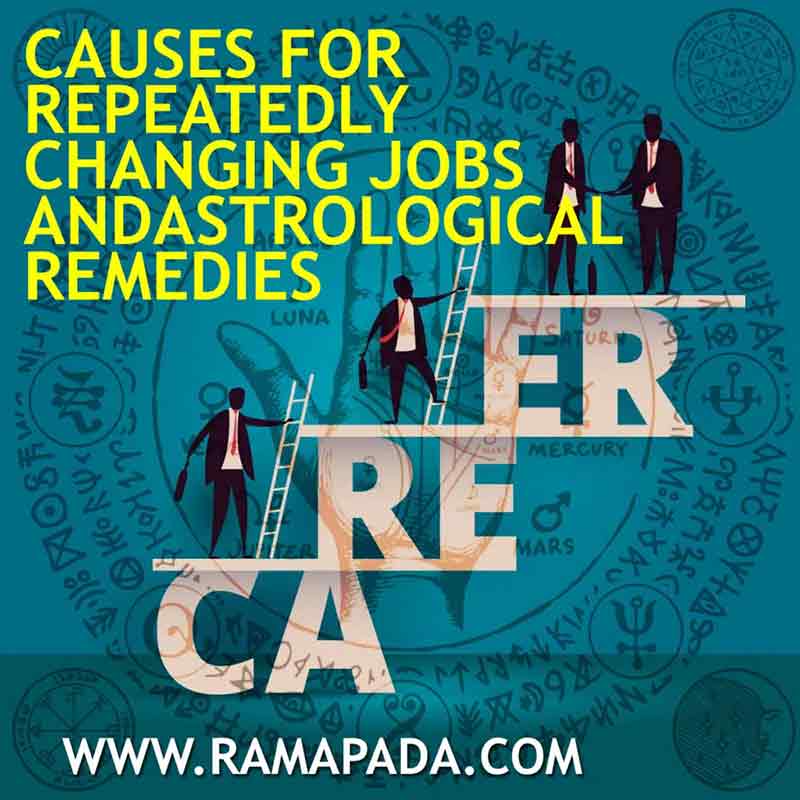 Career astrology banner about repeated job changes and astrological remedies featuring career ladder illustration