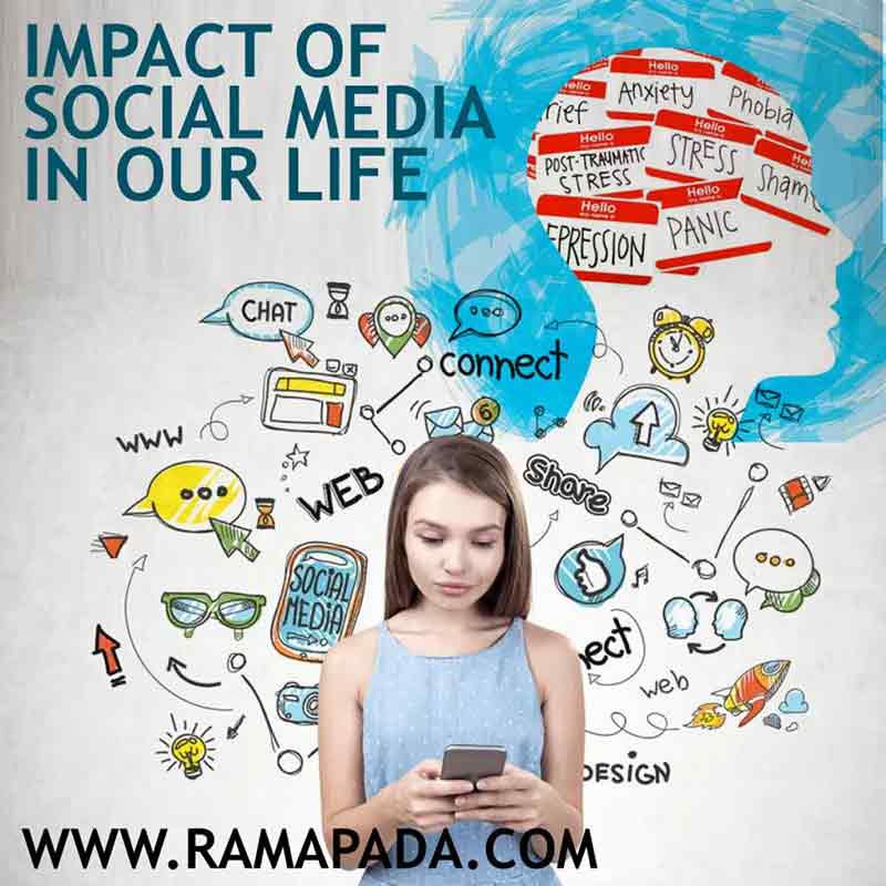 Impact of social media in our lives: an illustration showing stress, anxiety and digital communication icons