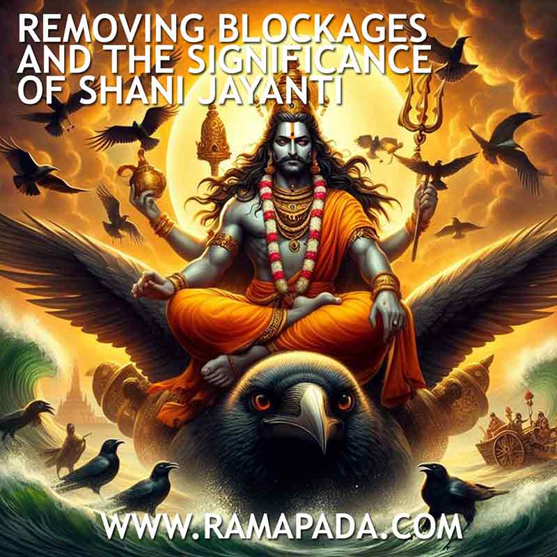 Shani Jayanti spiritual artwork symbolizing removal of obstacles and karmic balance
