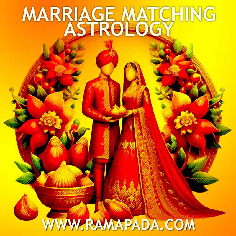 Marriage matching astrology images with bride and groom in traditional Hindu wedding attire