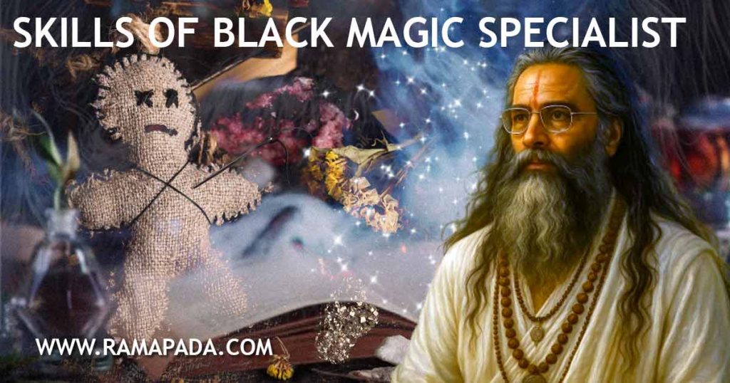 Skills of black magic specialist showing ritual practices and spiritual energy control